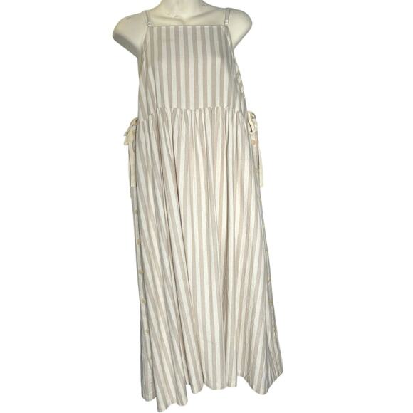 Samansa Mos2 Sz F One Sz Japanese Lagenlook Cotton Overall Dress Granola Natural - Picture 1 of 7